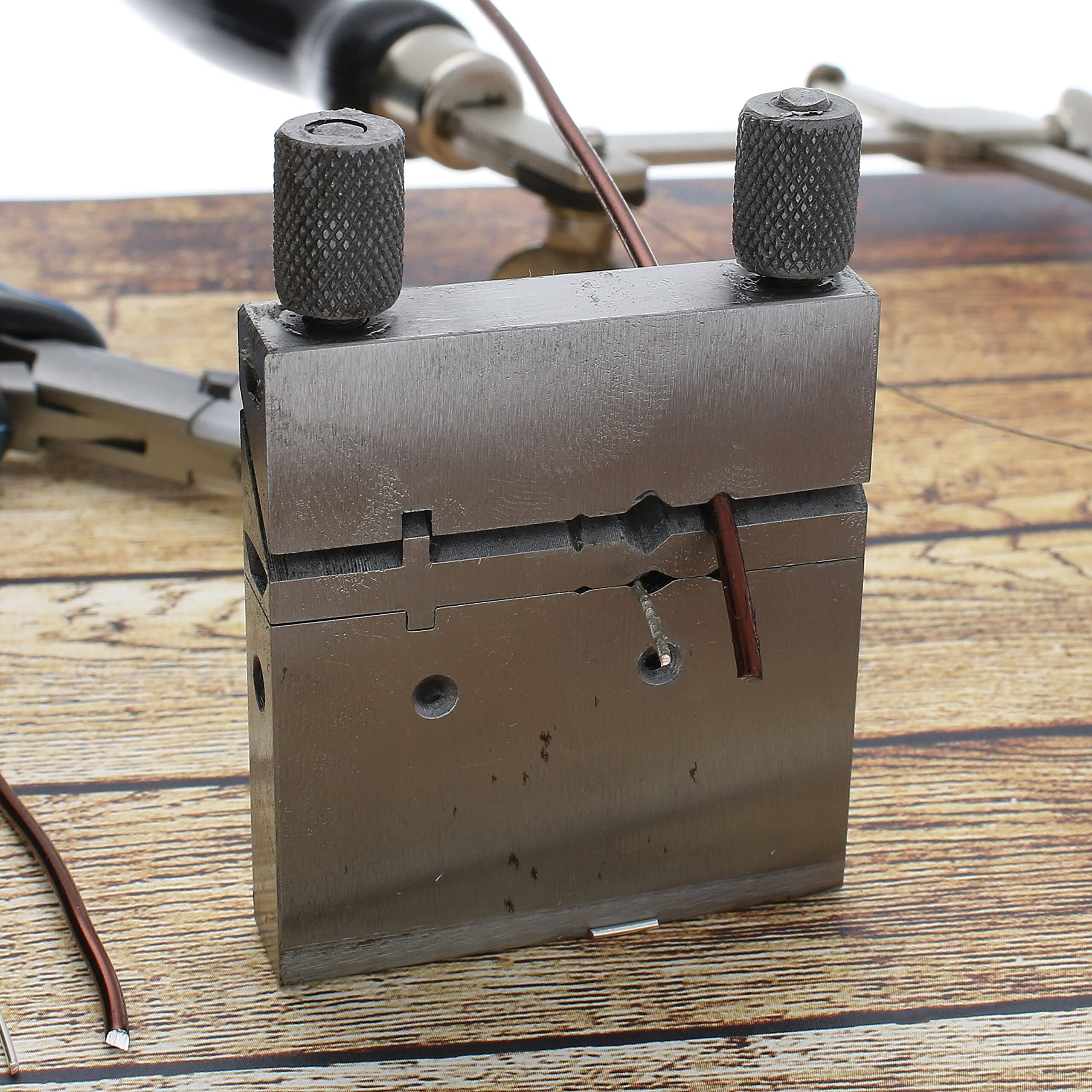 The Beadsmith Miter Cutting Vise Jig - Swiss Style  Made Of Steel  2.75  X 2  - For Filing Small Metal  Creating Flat Ends On Wire And Tubing - Form 45- & 90-Degree Angles And Bends