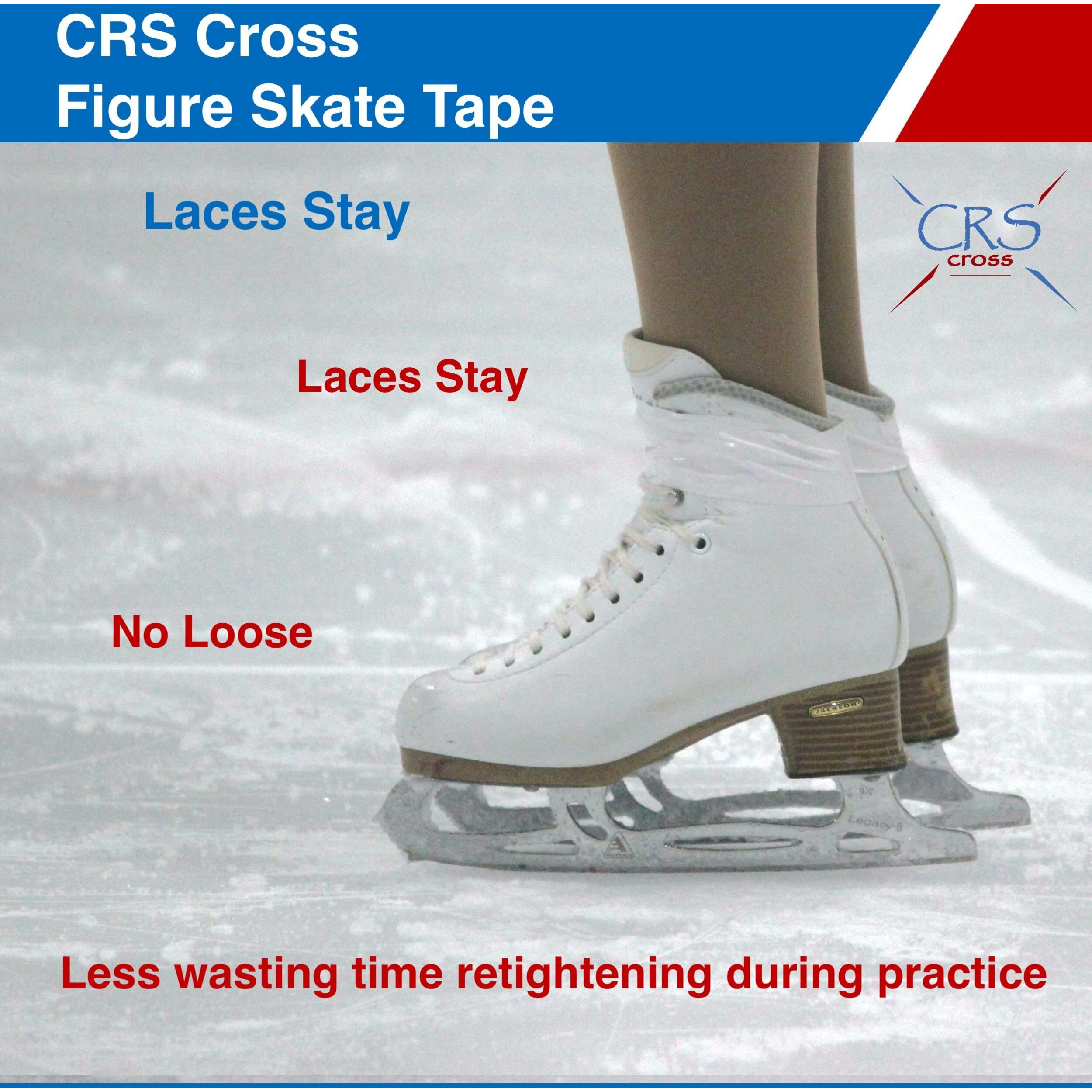 Crs Cross Figure Skate Tape - Longer 65 Foot Roll To Protect Leather Figure Skating Boots Without Polish And Keep Laces Tightened. Skate Tape Figure Skates (Combo Pack (3/4 & 1.5 Inch))