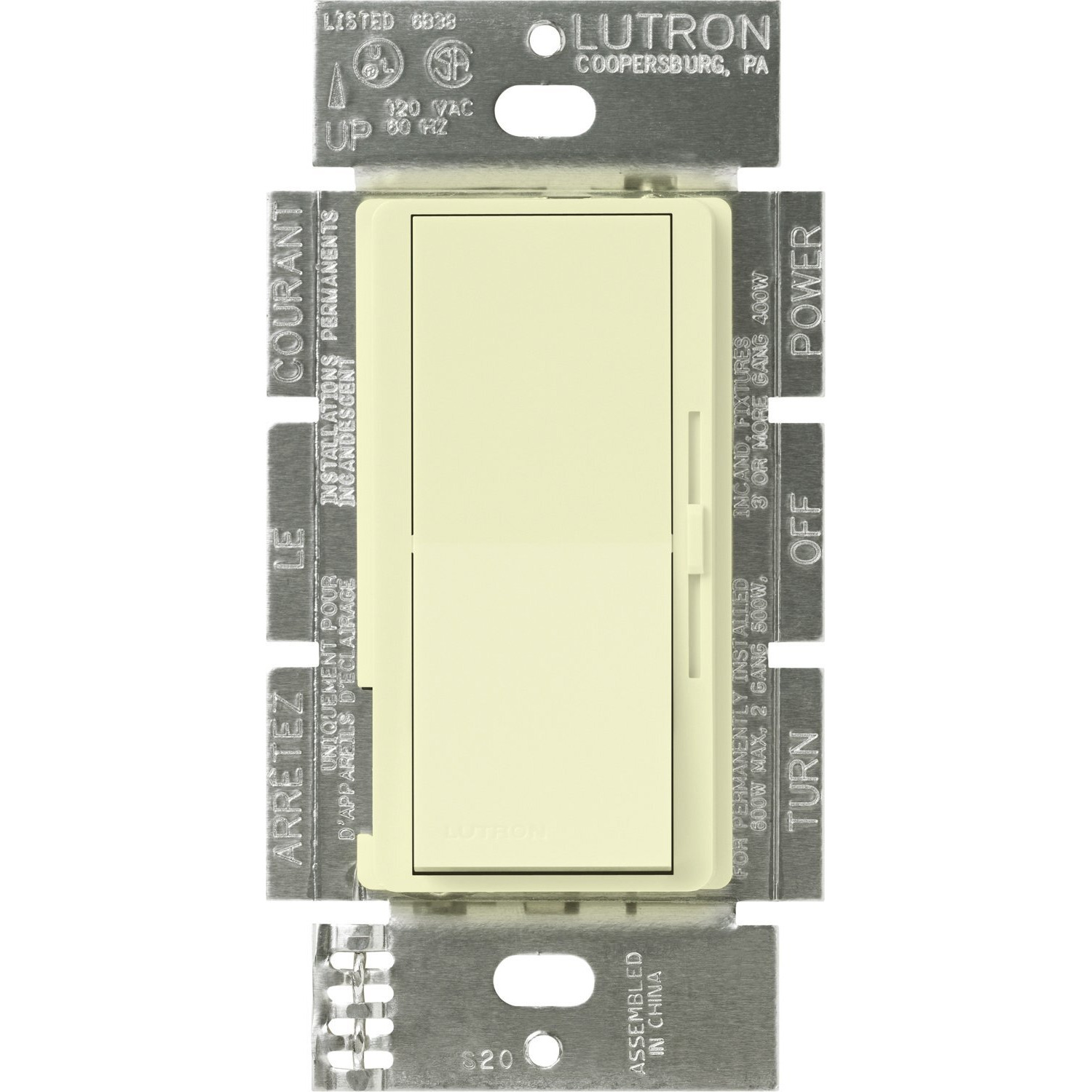 Lutron Diva Dimmer Switch For Incandescent Bulbs  1000-Watt/Single-Pole Preset  Dv-10P-Al  Almond