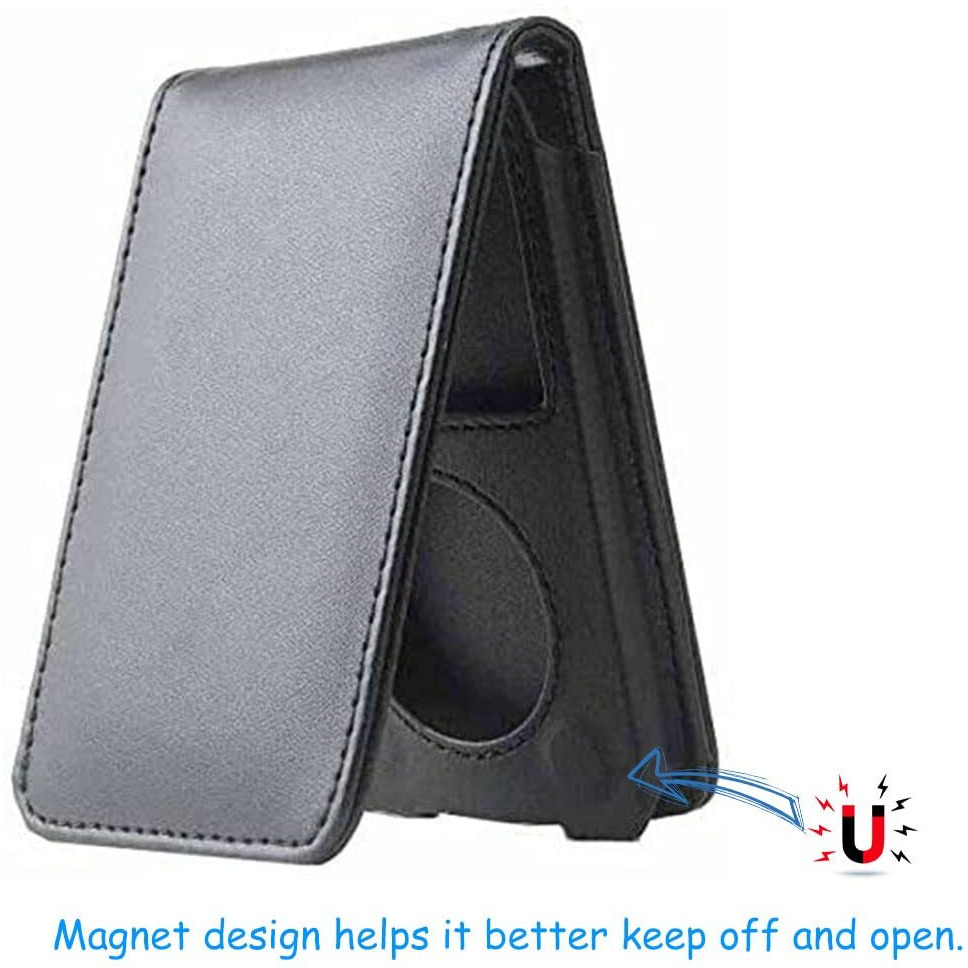 Hal V-Top Leather Case For Apple Ipod Video Classic 80G 120G 160G 60G Classic Protective With Movable Belt Clip Black