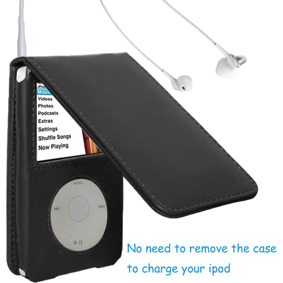 Hal V-Top Leather Case For Apple Ipod Video Classic 80G 120G 160G 60G Classic Protective With Movable Belt Clip Black