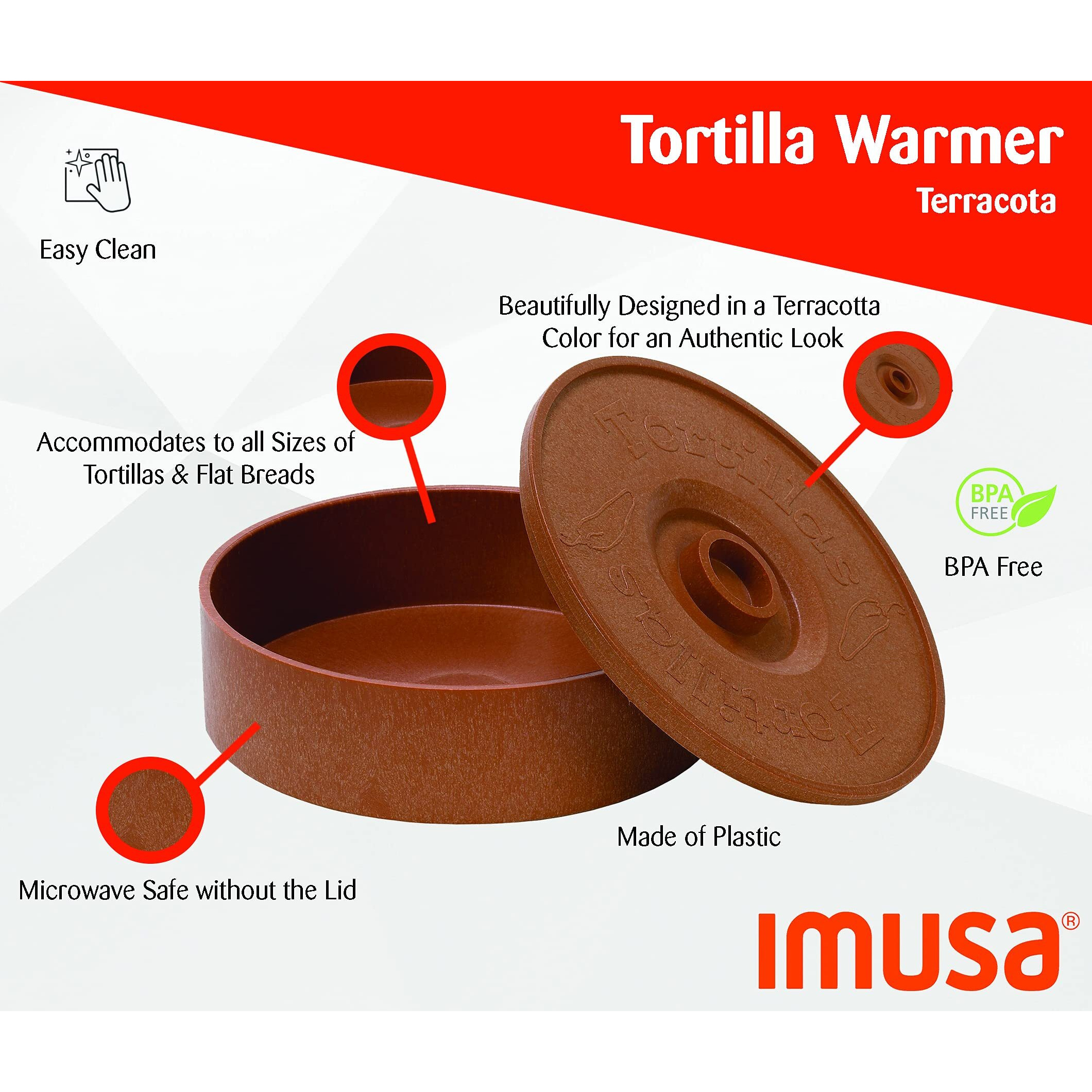 Imusa Usa Microwave Tortilla Warmer  1 Pack  Brown