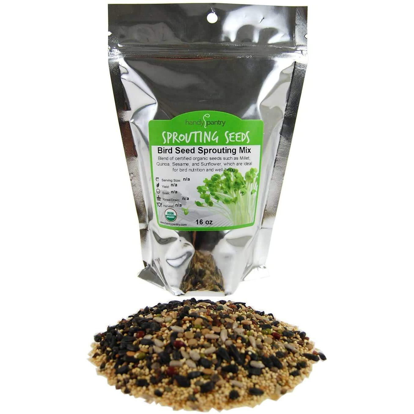 Handy Pantry Organic Birdseed - 1 Lb - Sprouting Bird Seed Mix For Small  Medium & Large Birds- Feed For Songbirds  Parakeets  Parrots  Etc