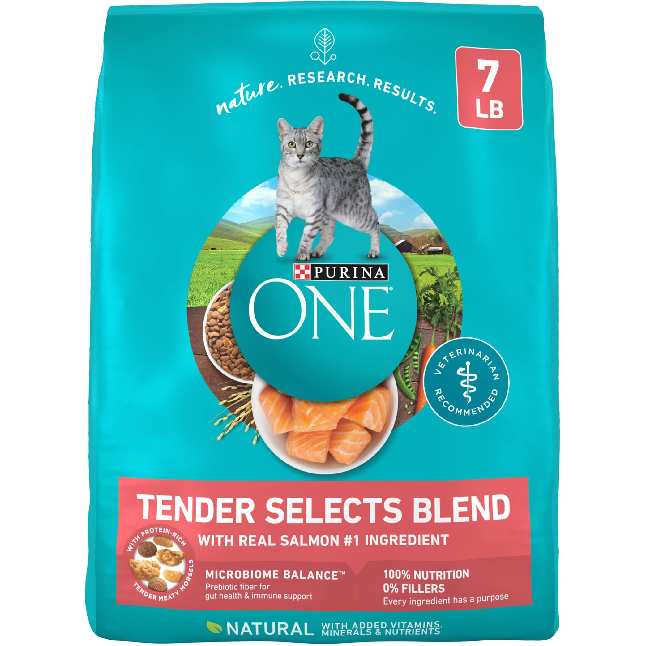 Purina One Natural Dry Cat Food  Tender Selects Blend With Real Salmon - 7 Lb. Bag