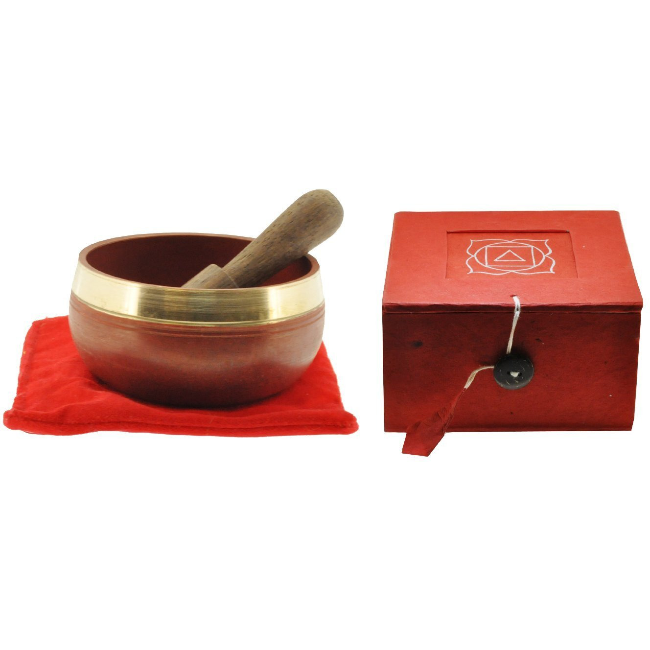 Dharmaobjects Tibetan Palm Size Root Chakra Premium Singing Bowl Gift Set