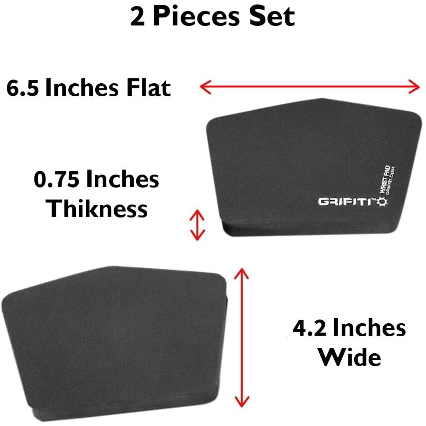 Grifiti Fat Wrist Pad Ergodox 2 Piece Set 6.5"" X 4.2"" X 0.75"" Mirror Wrists Rests Support Accessories For Gaming Computer Keyboard Sets - Hand Rest Ergonomic Keyboards Pads Palm Resting (Black Nylon)