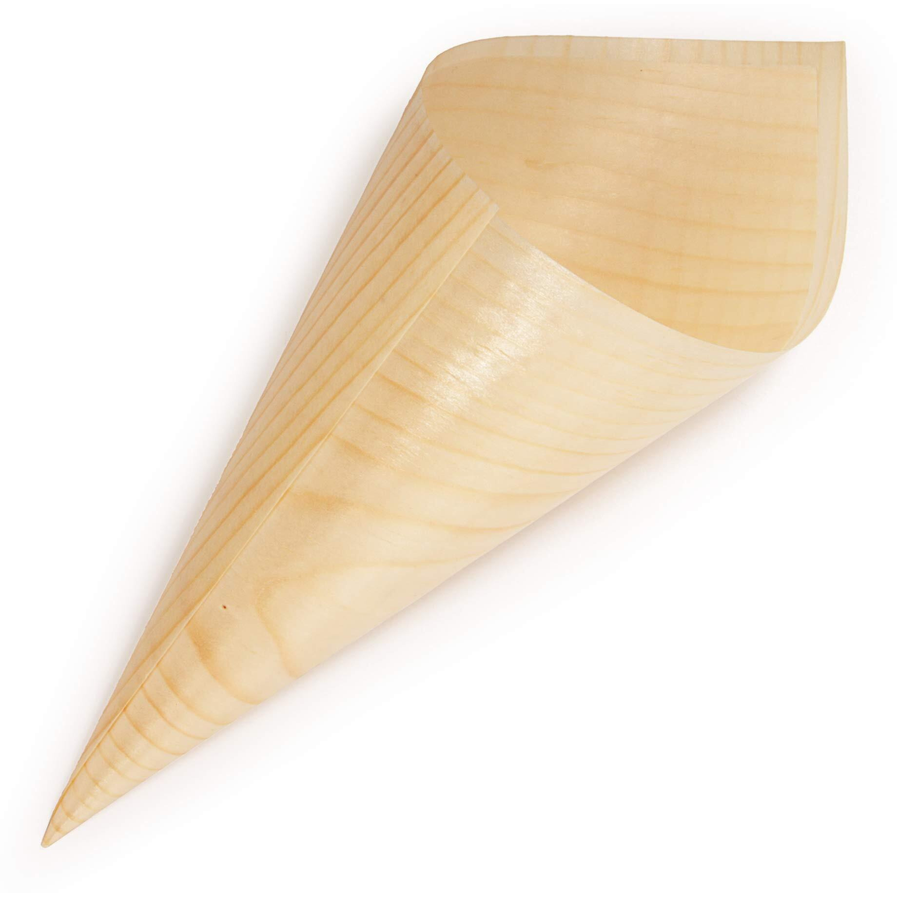 Bamboomn - Disposable Food And Appetizer Wood Cones - 7.9"" X 3"" - 300 Pieces