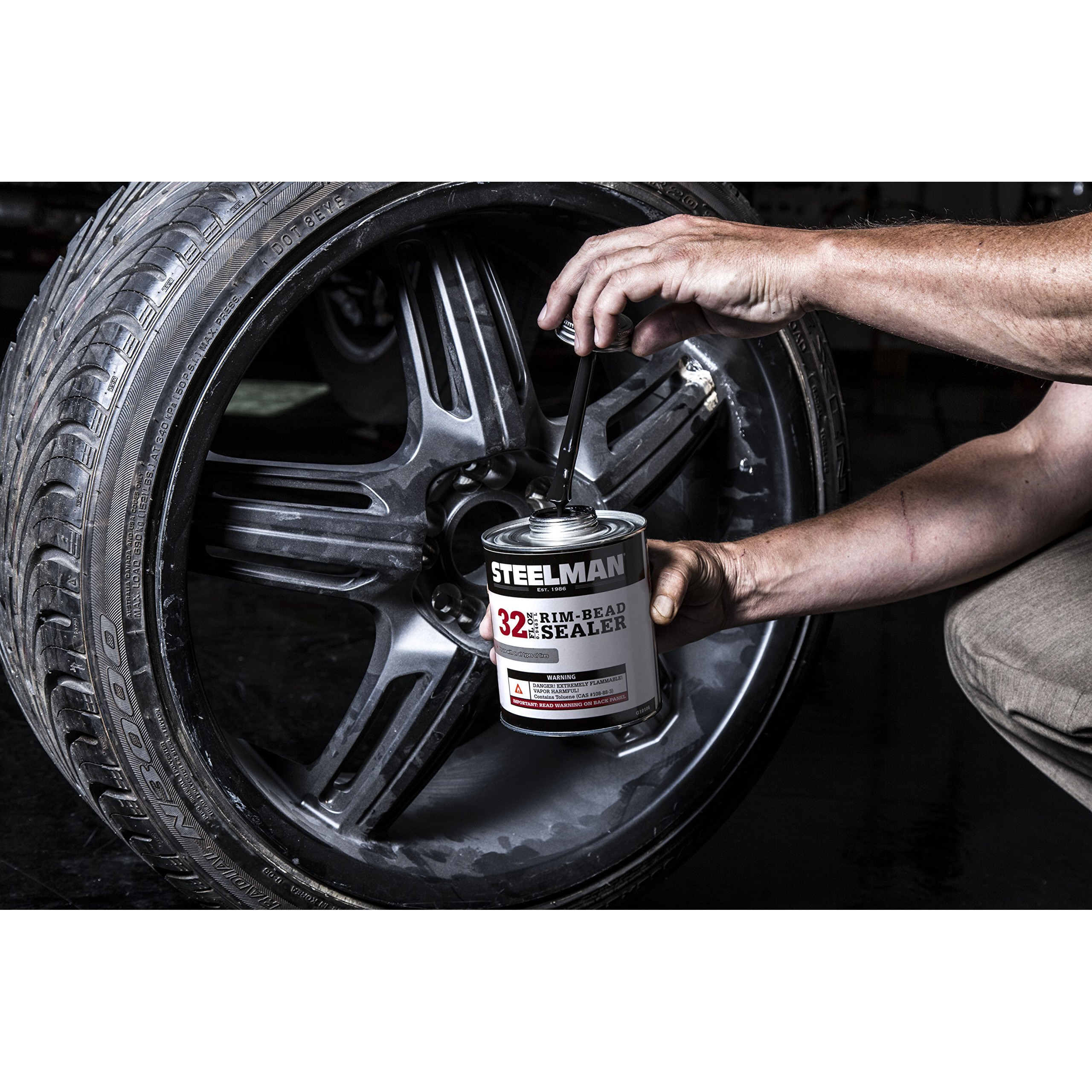Steelman Tire Rim Bead Sealer For Tubeless Tires  Stops Leaks Between Tire Bead And Wheel  Applicator Brush Included - 1 Quart