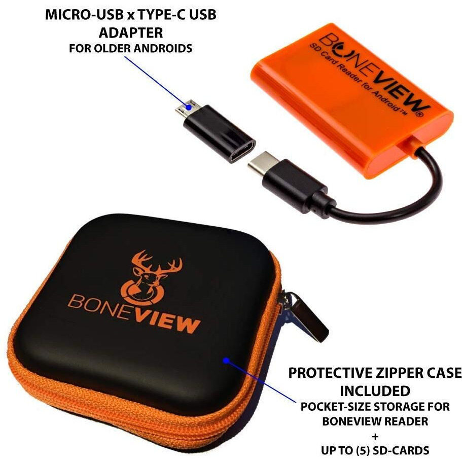 Sd Card Reader For Android - Type C Usb Trail Camera Viewer  Deer Hunting Accessories For Game Cam Memory Chip Reading On Smart Phones Samsung Galaxy  Google Pixel  Moto Droid  Includes Zipper Case