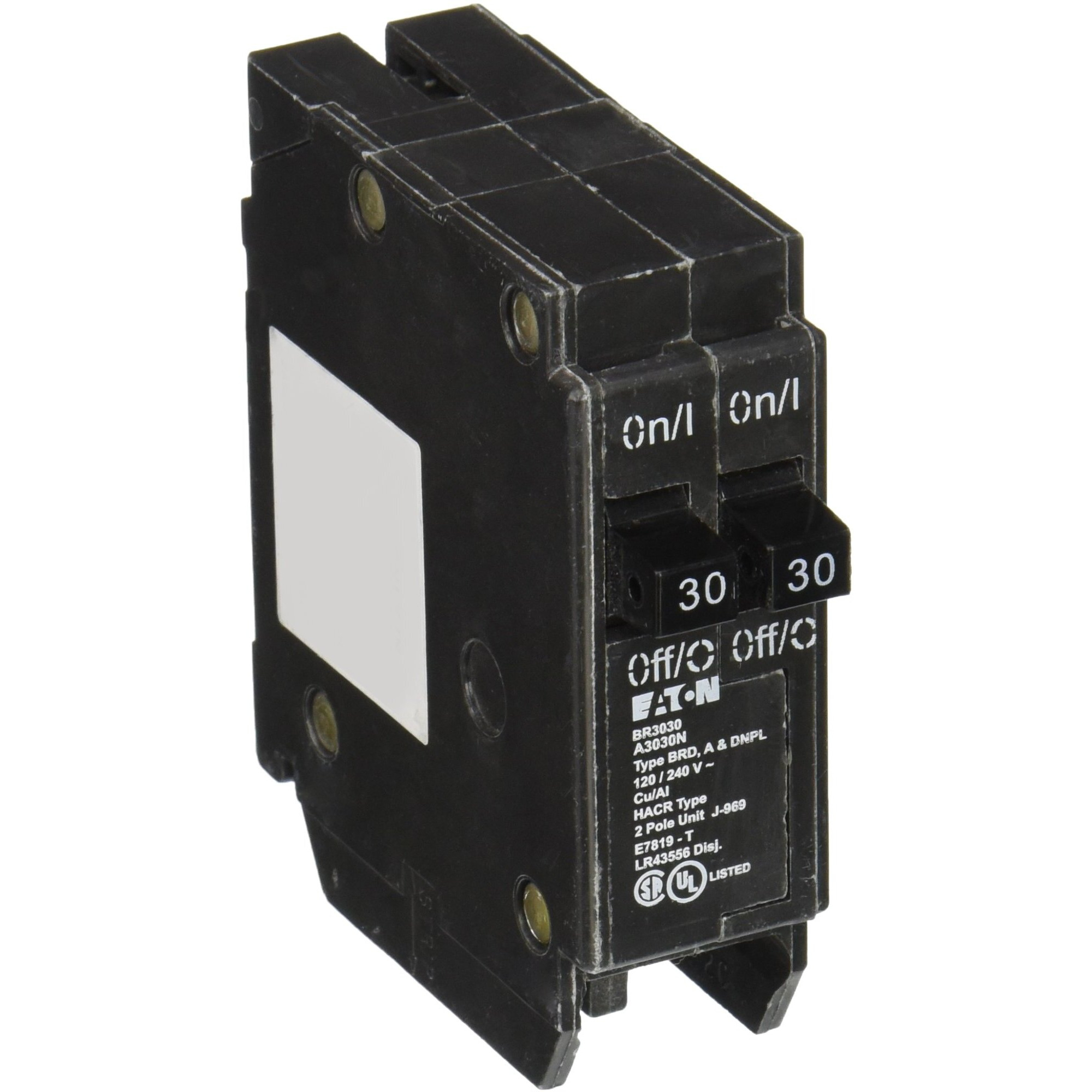 Eaton Corporation Eaton Br3030 Single Pole Tandem Circuit Breaker  120V  2-30-Amp  Pack Of 1  Black