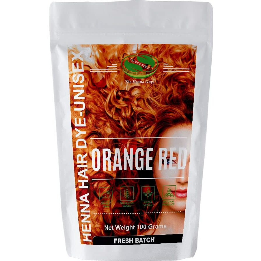 1 Pack Of Red/Orange Henna Hair & Beard Color/Dye 100 Grams - Natural Hair Color  Plant-Based Hair Dye - The Henna Guys