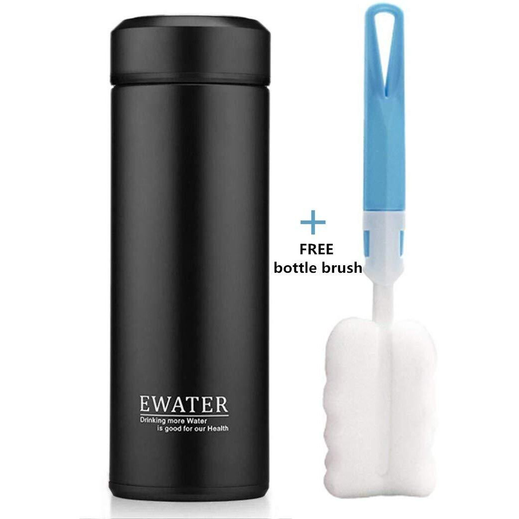 Glass Liner Vacuum Flask Stainless Steel Water Bottle Insulated Travel Coffee Mug 11Oz 9Oz Available(11Oz  Black)