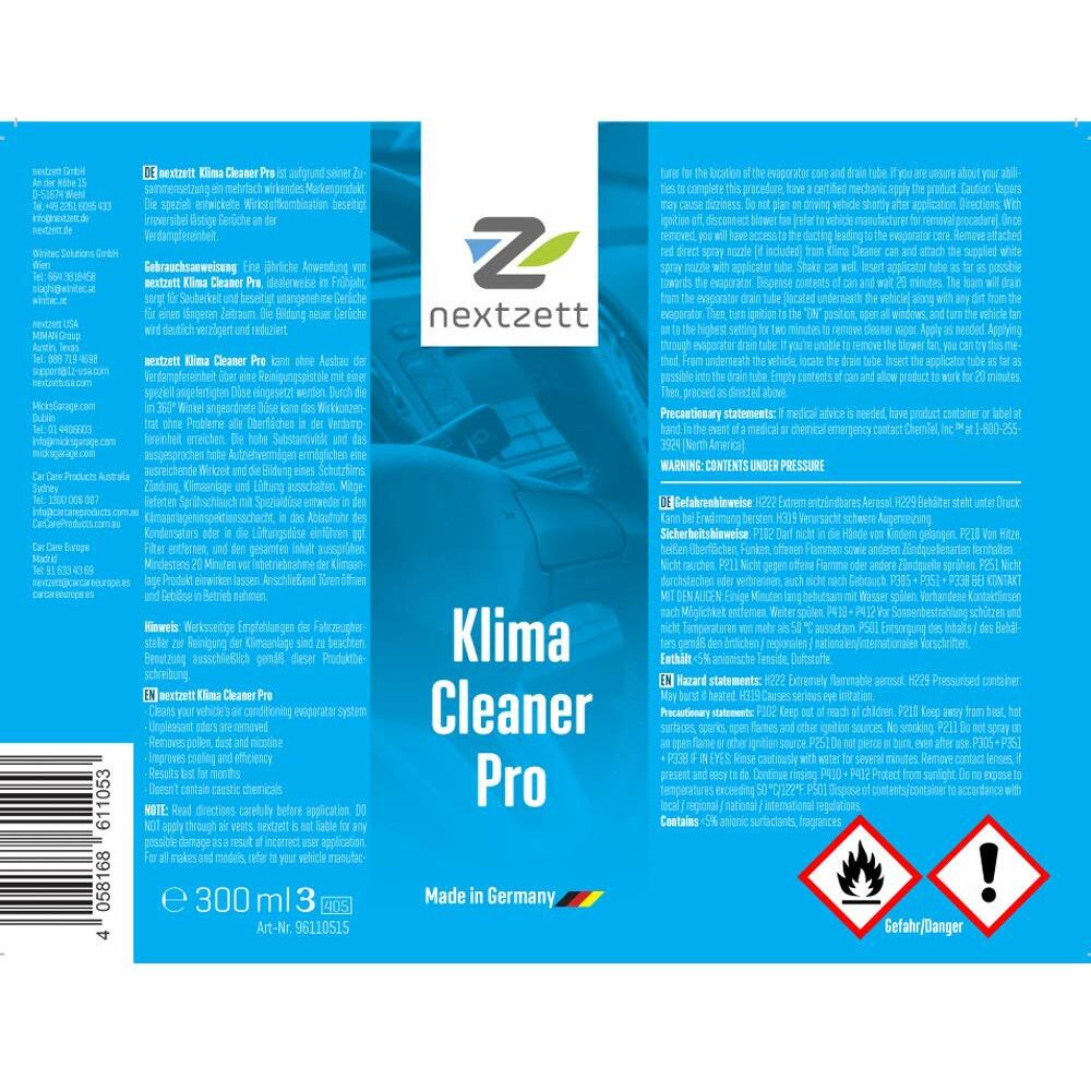 Nextzett 96110515 Klima-Cleaner Air Conditioner Cleaner - 10 Fl Oz
