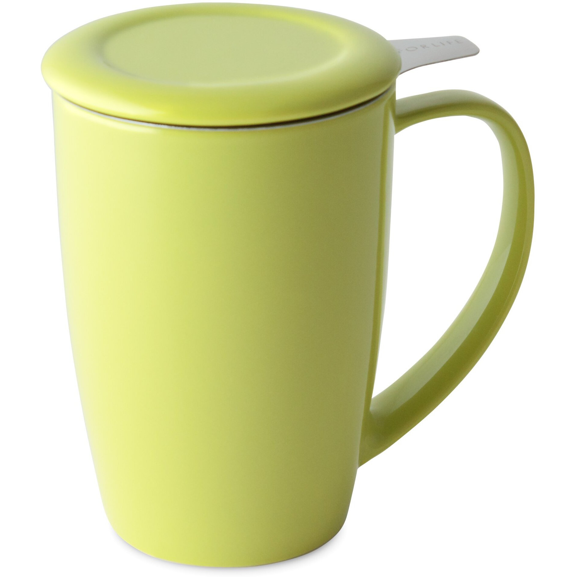 Forlife Curve Tall Tea Mug With Infuser And Lid 15 Ounces  Lime