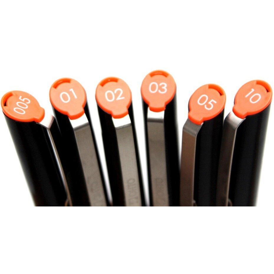 Ohto Graphic Liner Needle Point Drawing Pen - Pigment Ink - Pack Of 6