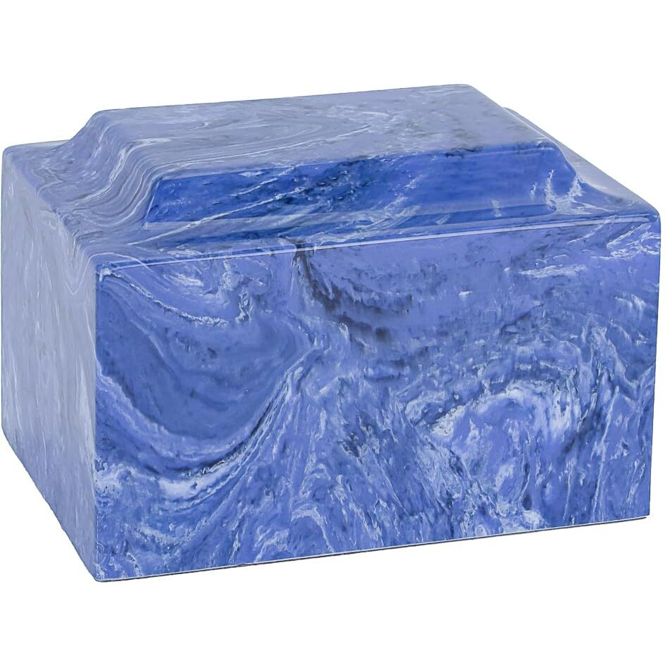 Navy Classic Cultured Marble Cremation Urn For Ashes  Blue  Adult Sized Cremation Urn For Human Ashes  Ground Burial  Home Memorial And Funeral Cremation Urn