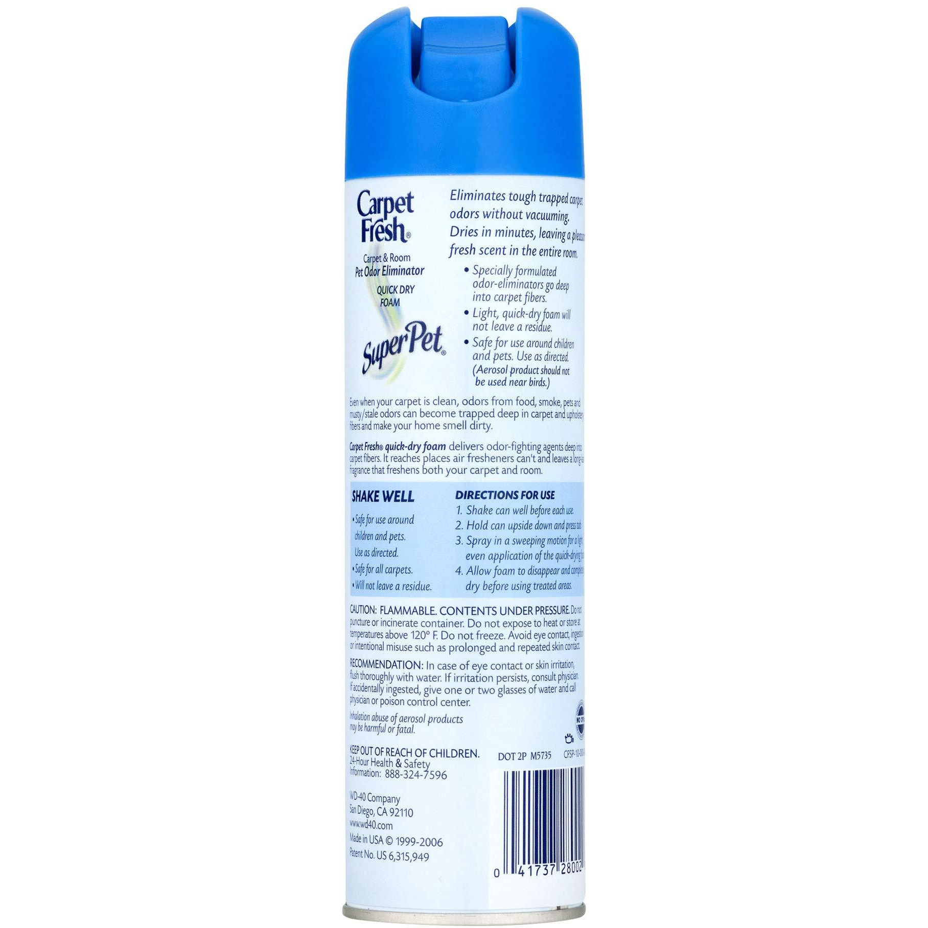 Carpet Fresh No Vacuum Foam Carpet Refresher  Super Pet 10.50 Oz (Pack Of 2)