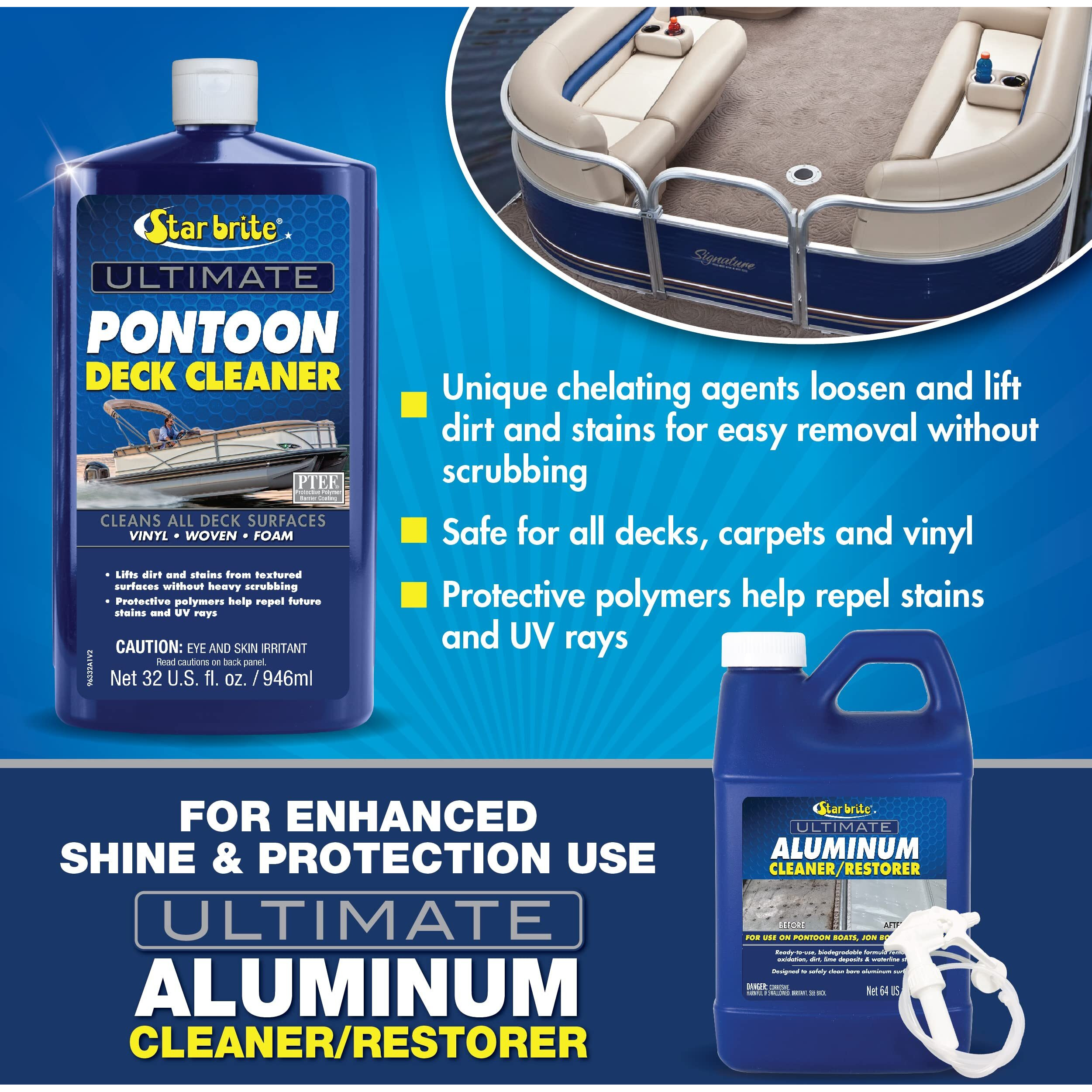 Star Brite Ultimate Pontoon Deck Cleaner - Lift Dirt & Stains From All Carpets  Woven  Foam & Textured Surfaces - 32 Oz (096332)