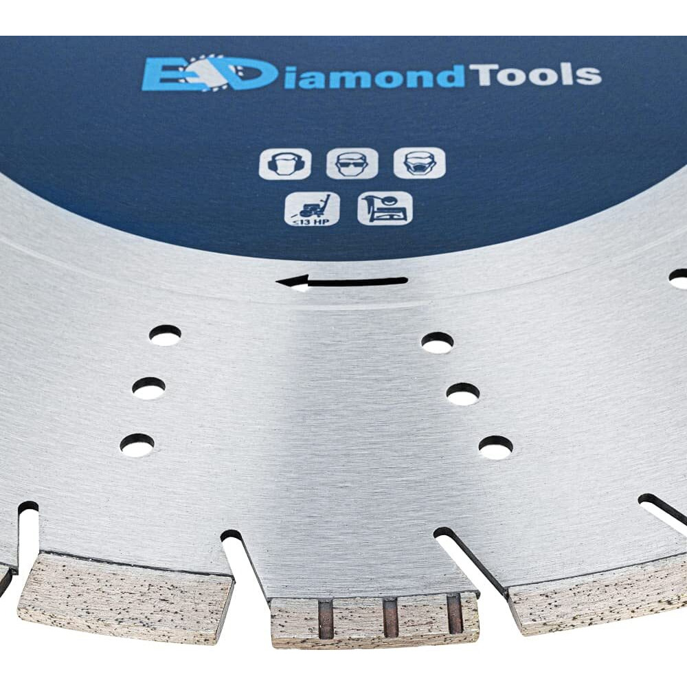 14"" All Purpose Diamond Saw Blades For Hard/Reinforced Concrete  Asphalt  Granite  Terrazzo  Ductile Iron Piping  4-5/8"" Cutting Depth  20Mm Arbor