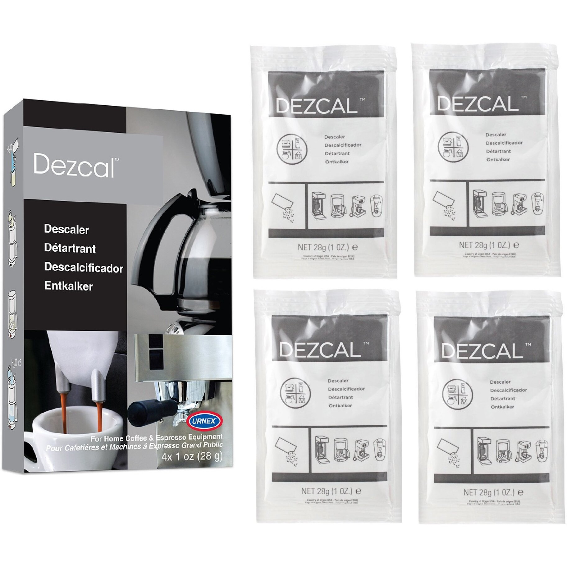 Descaling Powder Solution - 4 Uses - Activated Scale Remover For Use With Keurig 1.0/2.0  Home Coffee And Espresso Machines  Kettles  Garment Steamers