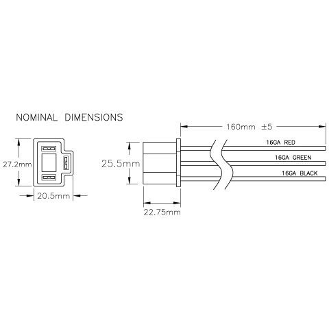 Socket Pigtail For 3-Prong Automotive Relays/Flashers