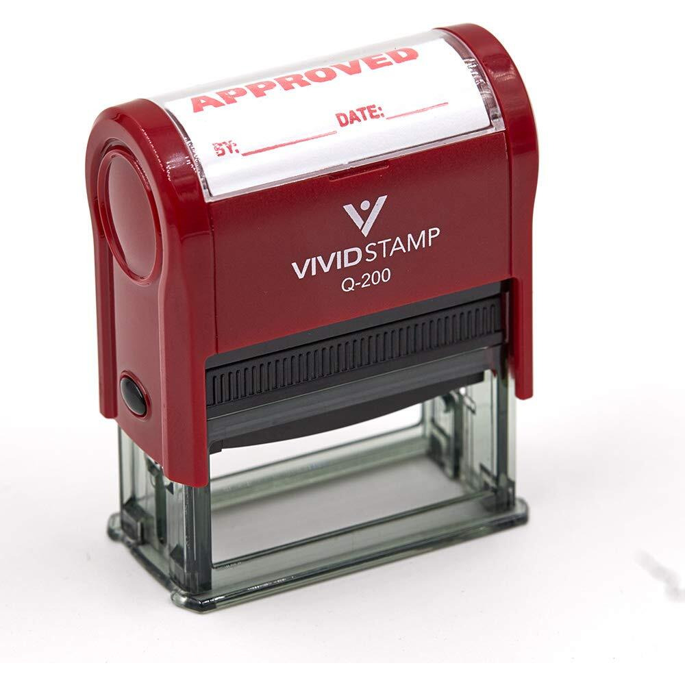 Approved W/By Date Line Self-Inking Office Rubber Stamp (Red) - Medium