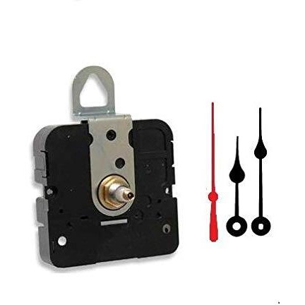 Takane Quartz Clock Movement Mechanism With 3"" Black Spade Hands And Red Second Hand  U.S.A. Made (5/16"" Threaded Shaft For Dials Up To 1/8"" Thick)