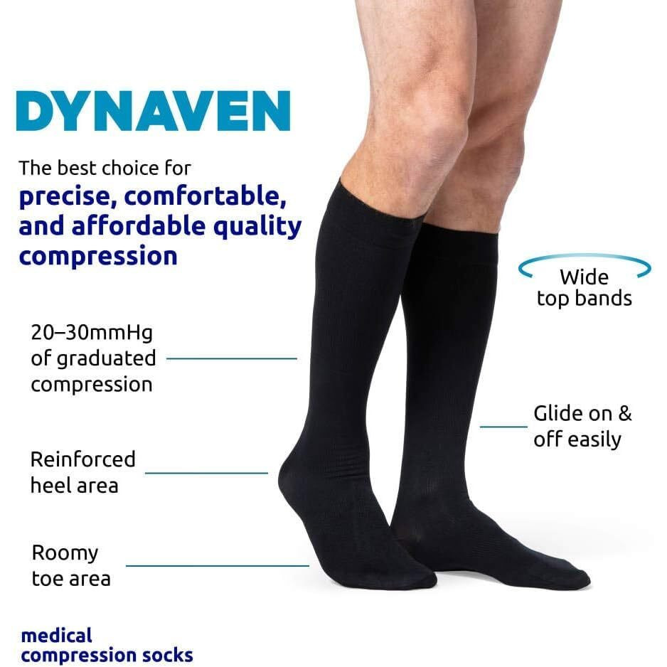Sigvaris Men's Access 920 Closed-Toe Calf High Medical Compression 20-30Mmhg Black  Medium Long