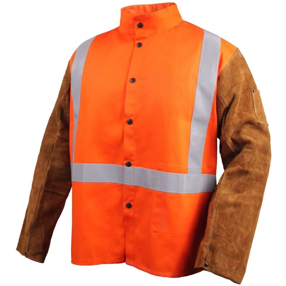 Black Stallion Jh1012-Or Cotton/Cowhide Welding Jacket With Pass-Through  30"" 9 Oz  Orange  2X-Large