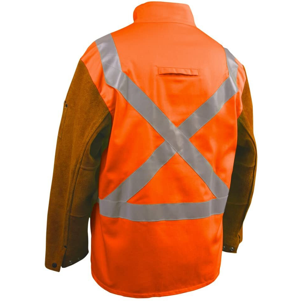 Black Stallion Jh1012-Or Cotton/Cowhide Welding Jacket With Pass-Through  30"" 9 Oz  Orange  2X-Large