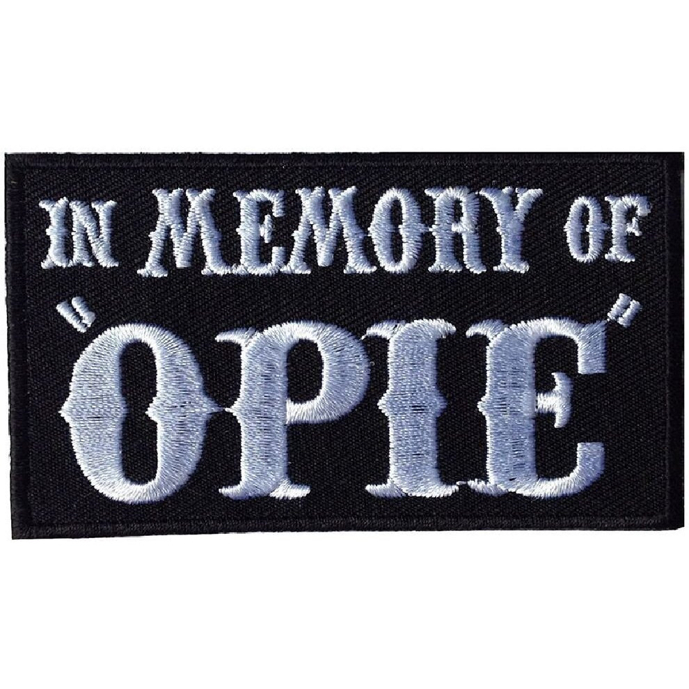 In Memory Of Opie Outlaw Embroidered 3.5 Inch Iron On Patch (Black)