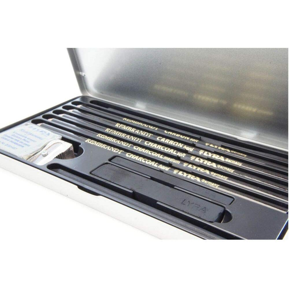 Lyra Rembrandt Charcoal Set - Assorted Set Of Carbon And Charcoal Pencils And Accessories For Artists And Students Of All Ages - Versatile Willow And Compressed Charcoal Drawing Set For Charcoal Art