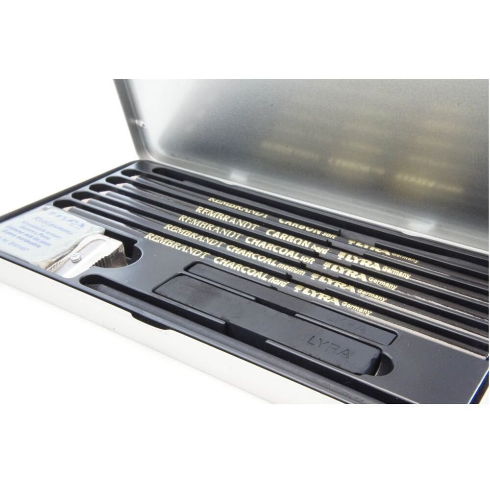 Lyra Rembrandt Charcoal Set - Assorted Set Of Carbon And Charcoal Pencils And Accessories For Artists And Students Of All Ages - Versatile Willow And Compressed Charcoal Drawing Set For Charcoal Art