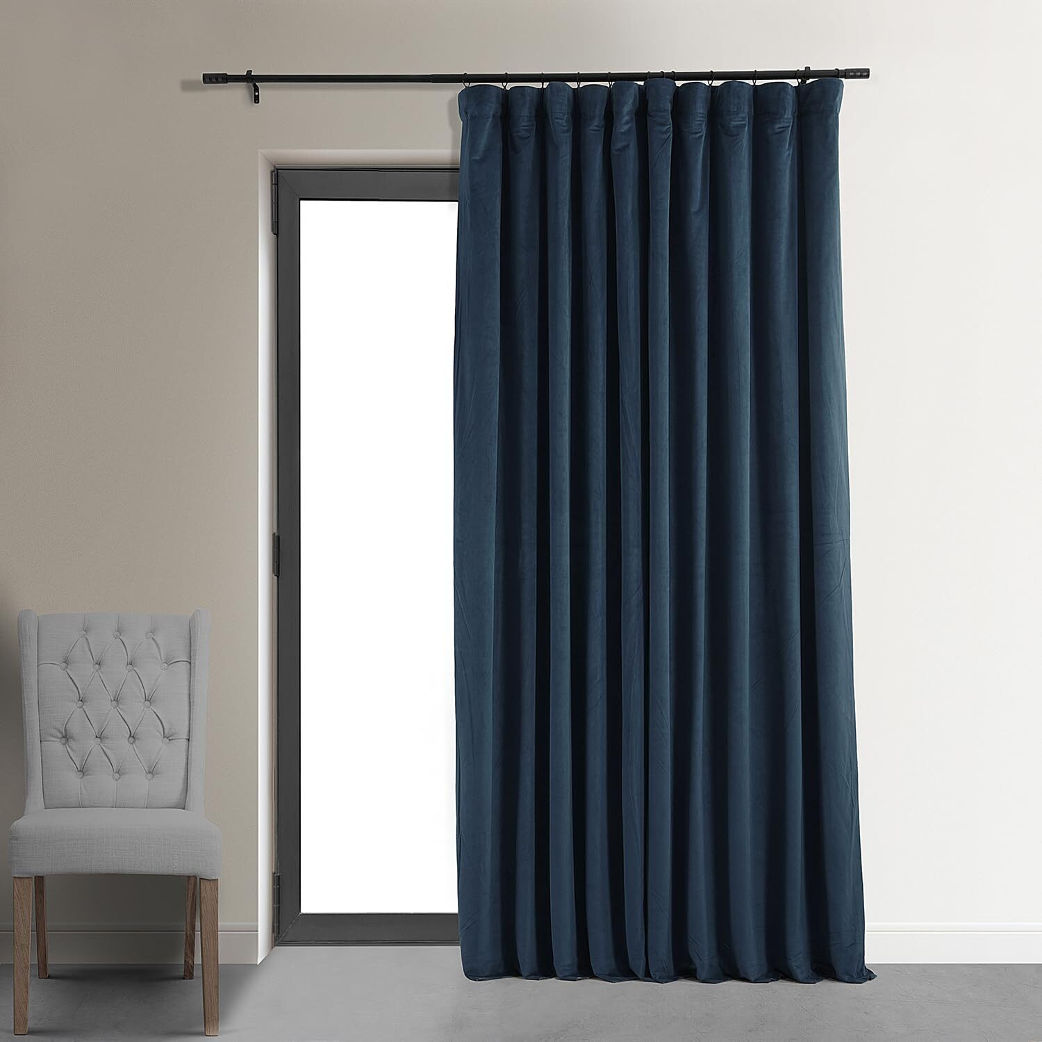 Hpd Half Price Drapes Signature Velvet Thermal Blackout Curtains For Living Room 96 Inch Long (1 Panel) Rod Pocket Insulated Blackout Curtains For Bedroom Window Curtains  100W X 96L  Midnight Blue