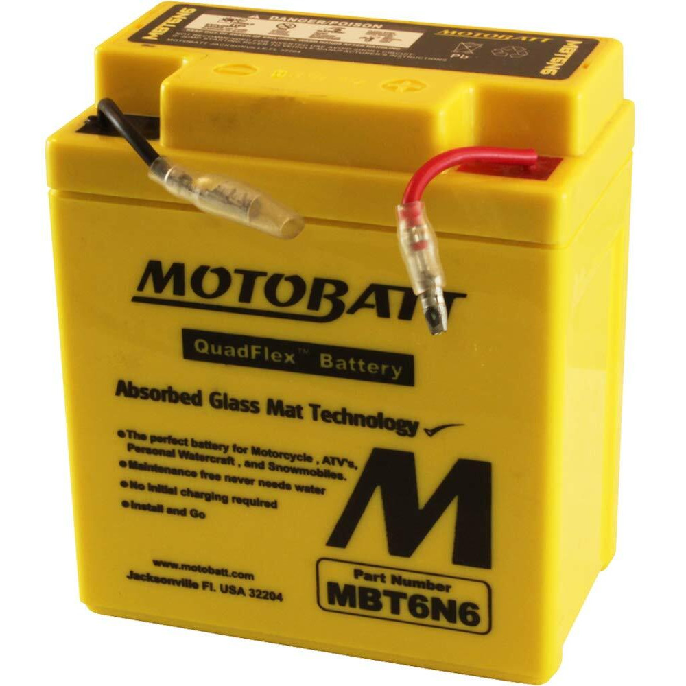 Motobatt Mbt6N6 (6V 6 Amp) Factory Activated Maintenance Free Quadflex Agm Battery