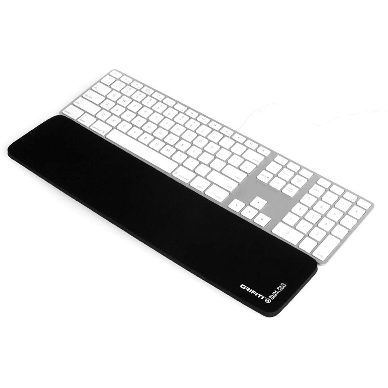 Grifiti Slim Wrist Pad 17"" X 4"" X 0.25"" Wrists Rest Pads For Standard Computer Keyboards - Ergonomic Keyboard Support Accessories & Carpal Tunnel Resting Hand Rests (Black Poly Nylon Surface)