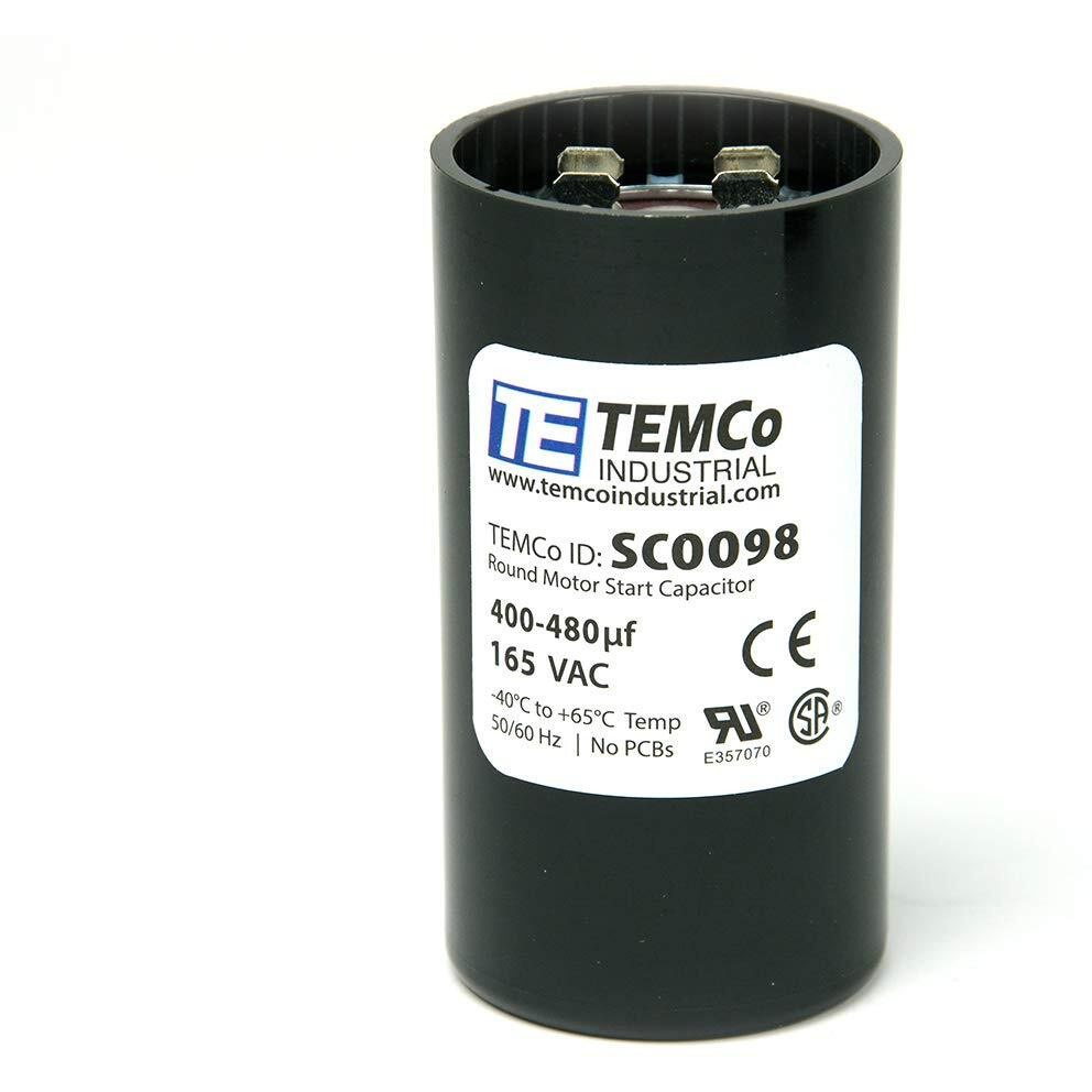 Temco 400-480 Uf/Mfd 165 Vac Volts Round Start Capacitor 50/60 Hz Ac Electric - Lot -1
