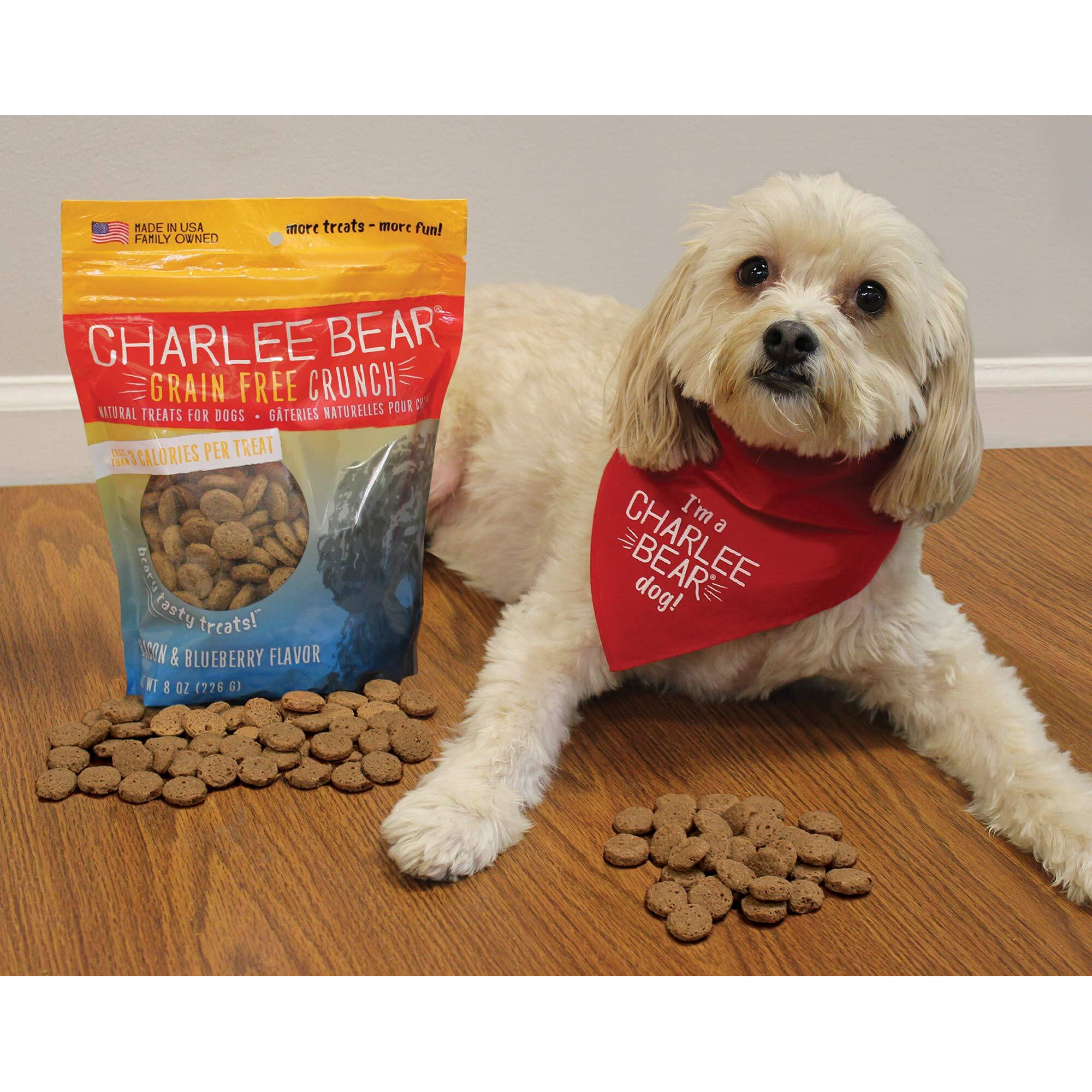 Charlee Bear Grain Free Crunch Dog Treats  Bacon & Blueberry Flavor  8 Oz