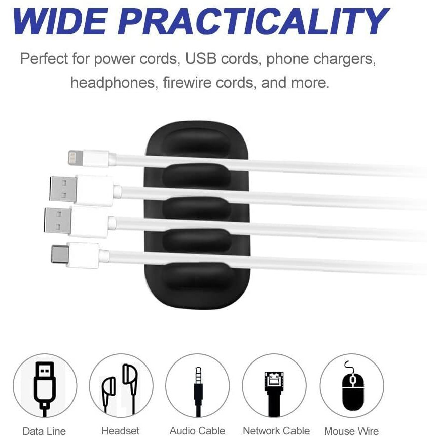 Monaco Cable Clip Holder Weighted Desktop Cord Management Fixture (Black)