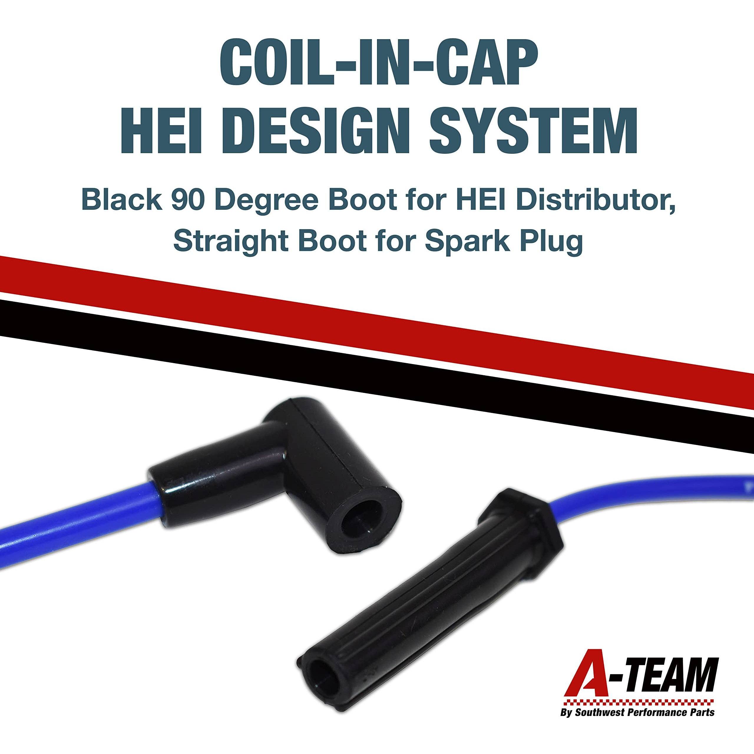 A-Team Performance - Silicone Spark Plug Wires Set Bbf Fe Big Block - Compatible With Ford Valve Cover 332 351C 351M 352 360 361 370 390 400 427 428 429 460 514 Blue 8.0Mm