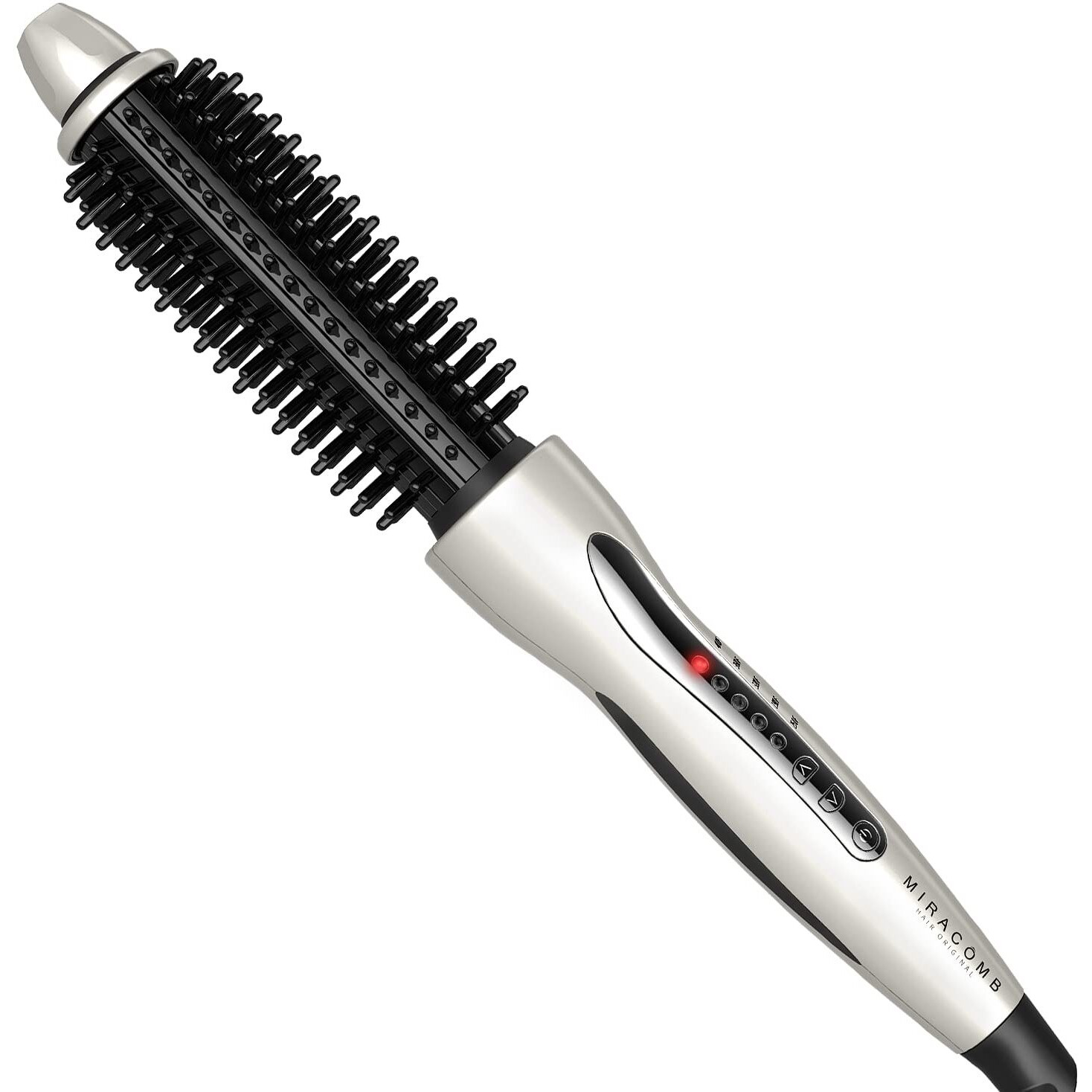 Miracomb Hair Curler Straightening Brush Ceramic Tourmaline Cool Touch Pro Multi Styler With 5 Heat Adjustments 1 Inch Barrel Auto Shut Off  Pearl White (Package May Vary)