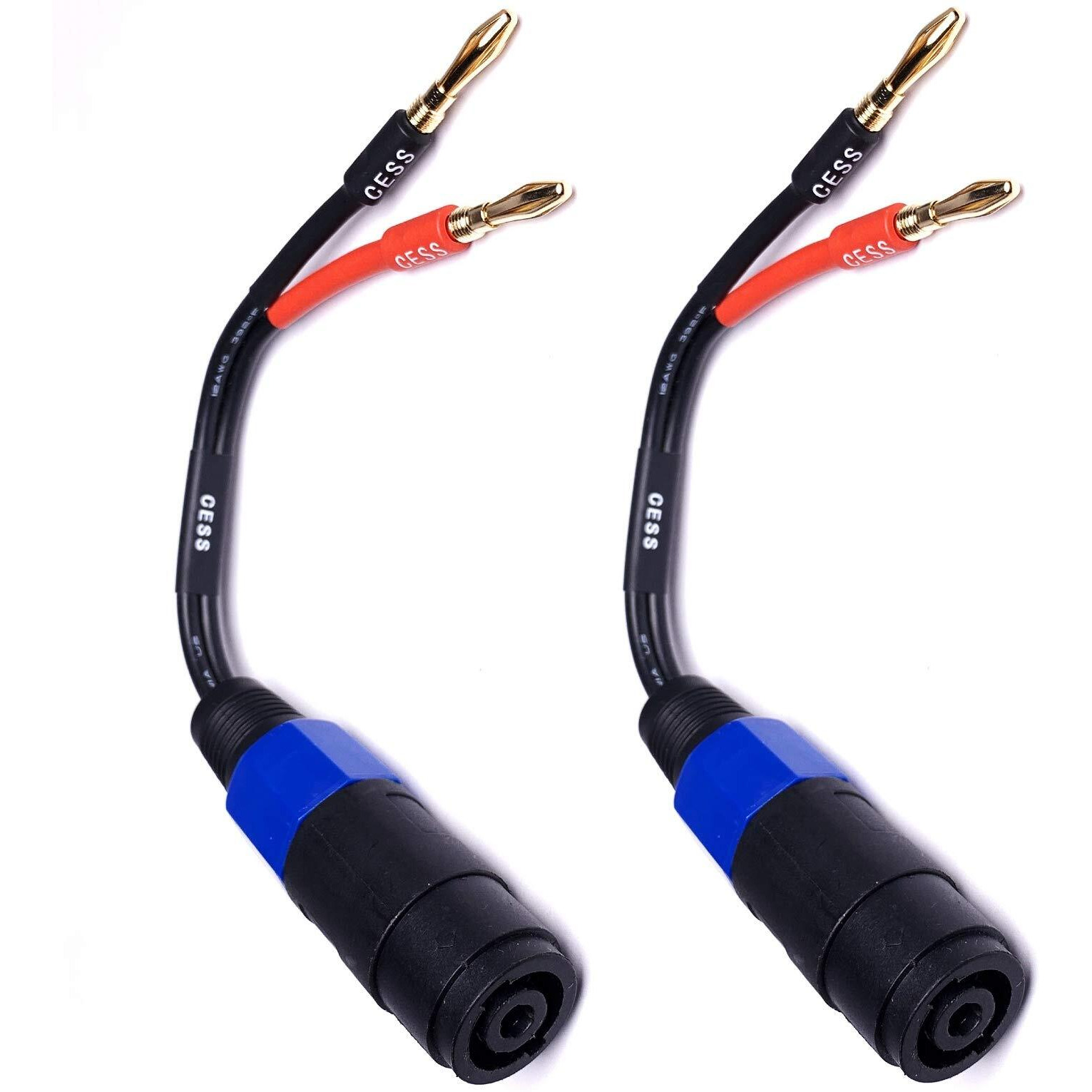 Cncess Cess-004 Banana Plug To Female Speakon Speaker Adapter Cable 12Awg - 2 Pack (4Mm Banana)
