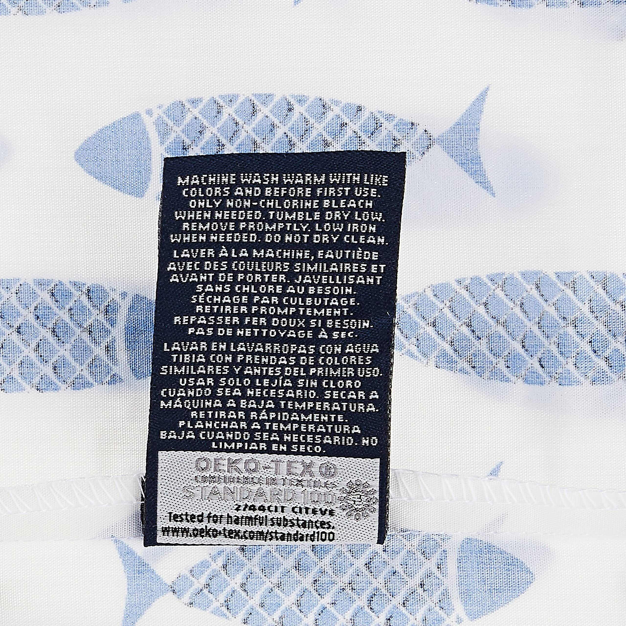 Nautica - King Sheet Set  Cotton Percale Bedding Set  Crisp & Cool  Lightweight & Breathable (Woodblock Fish Blue  King)