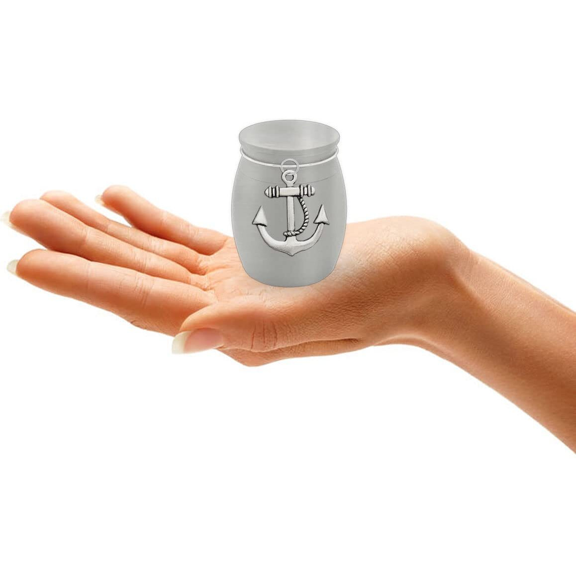 Small Memorial Cremains Holder Anchor Nautical Boat Fishing Container Jar Vial Brushed Stainless Steel Cremation Funeral Mini Urn