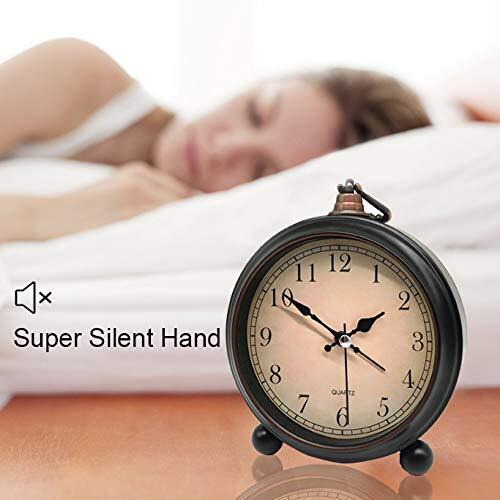 Vintage Retro Analog Alarm Clock  4 Inch Super Silent Non Ticking Small Clock With Night Light  Battery Operated  Simply Design  For Living Room  Bedroom  Bedside  Desk  Gift Clock (Arabic)