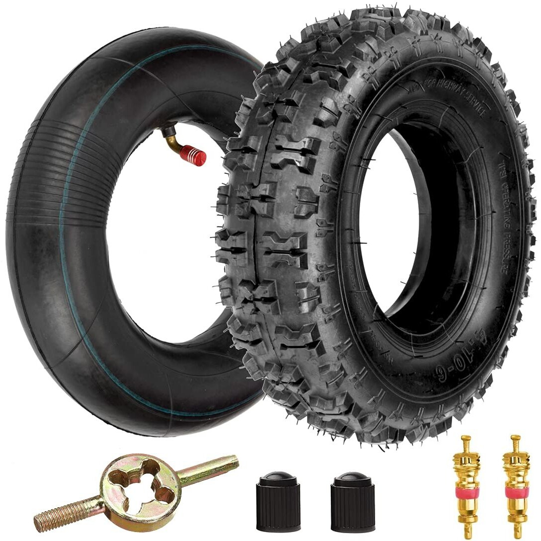 Fvrito 4.10-6 4.10/3.50-6 Nhs Tire And Inner Tube For Go Kart Chinese Atv Quad 4 Wheeler Mini Bike Lawn Equipment Garden Rototiller Snow Blower Wheelbarrow Lawn Tractor With Bent Valve Stem Set Of Two