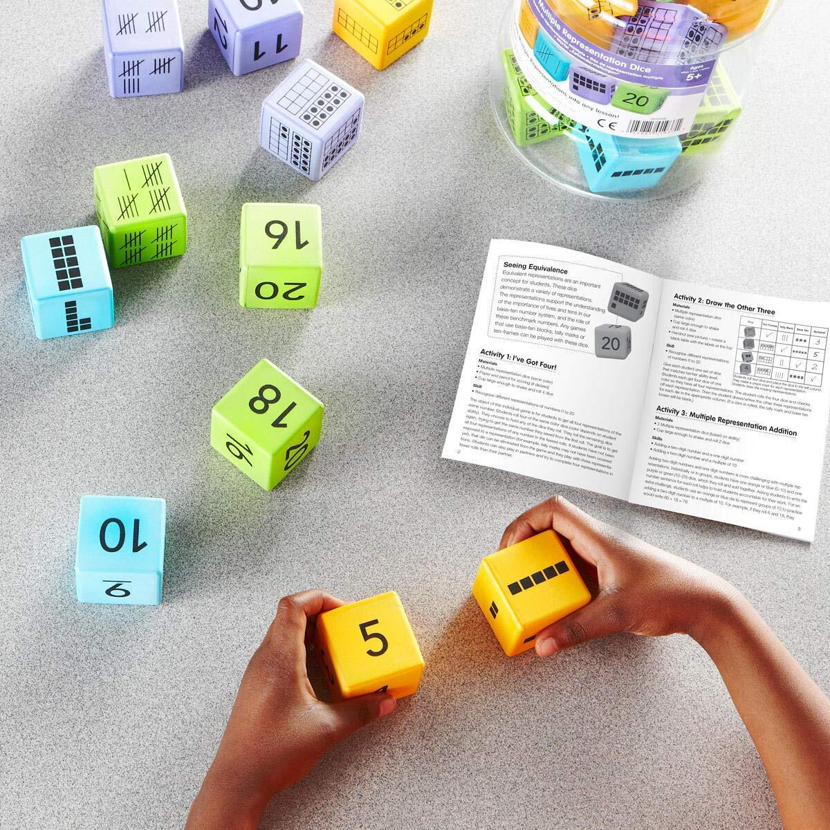 Hand2Mind Multiple Representation Dice  Large Foam Dice For Classroom  Subitizing Dice  Math Manipulatives Kindergarten  Educational Toys For Elementary Kids  Math Learning Tools (Set Of 16)