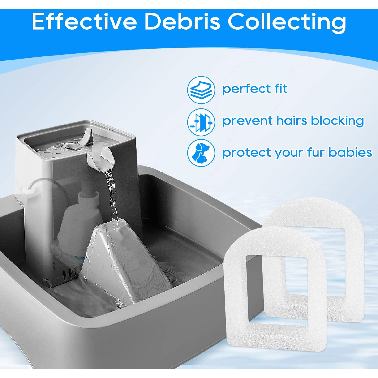 Myfatboss Cat Water Fountain Filter Replacement  Pet Fountain Replacement Foam Filters Compatible With Petsafe Drinkwell Pet Fountain Filters For Drinkwell Stainless Steel 360 Pet Water Fountain 12Pcs