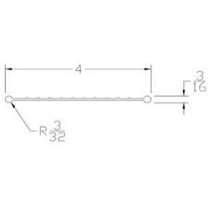 3/16"" Bead Shaped End Garage Door Bottom Weather Seal - 4"" Width - 16 Feet
