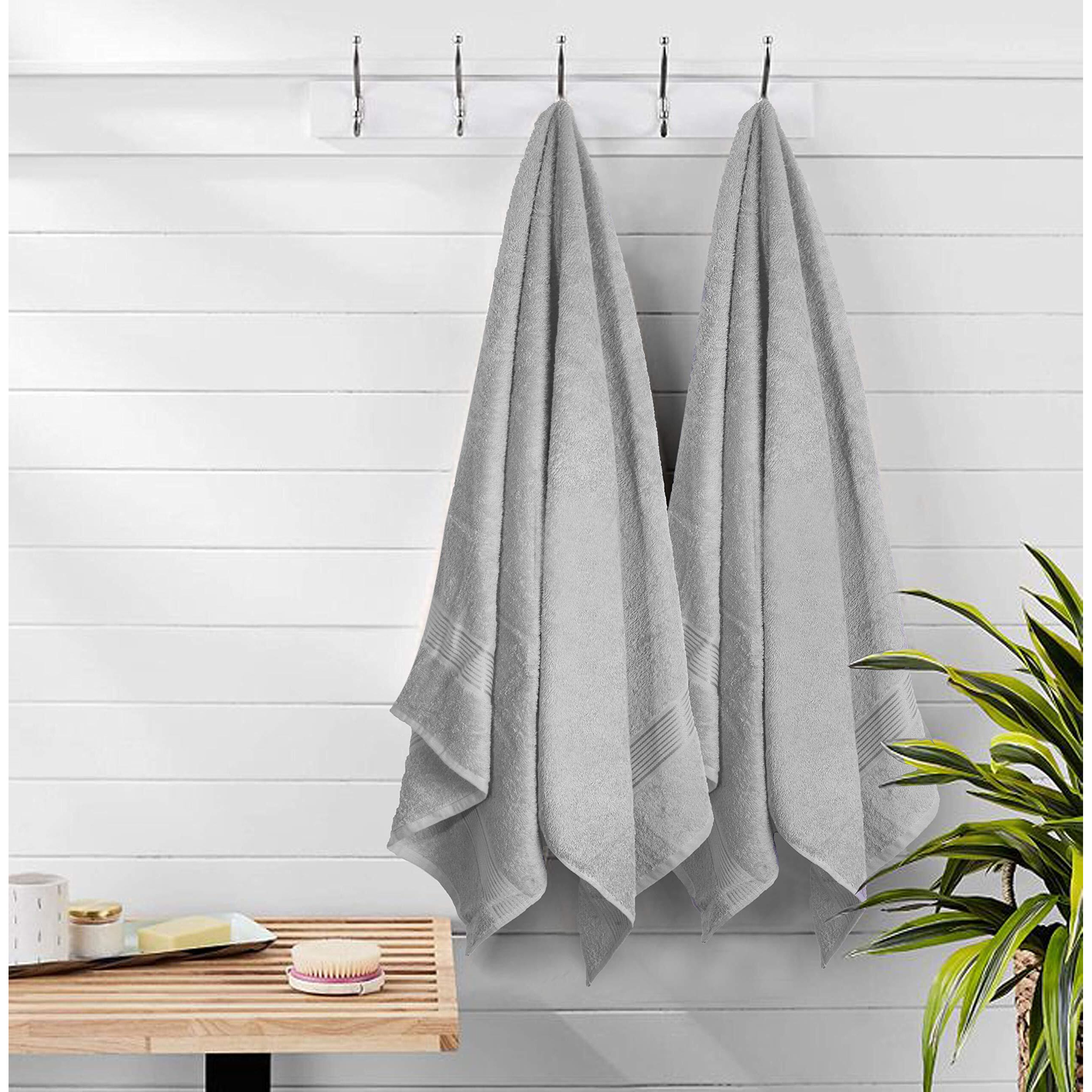 Belizzi Home Ultra Soft 6 Pack Cotton Towel Set  Contains 2 Bath Towels 28X55 Inch  2 Hand Towels 16X24 Inch & 2 Wash Coths 12X12 Inch  Ideal For Everyday Use  Compact & Lightweight - Light Grey